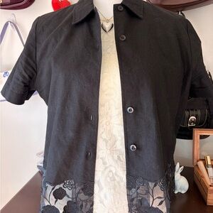 Elegant Black Lace Trim TOP NAPA VALLEY